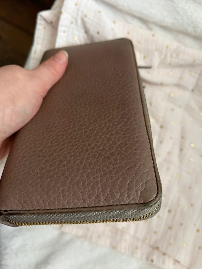 Compagnon Lancel en cuir taupe portefeuille - photo numéro 7