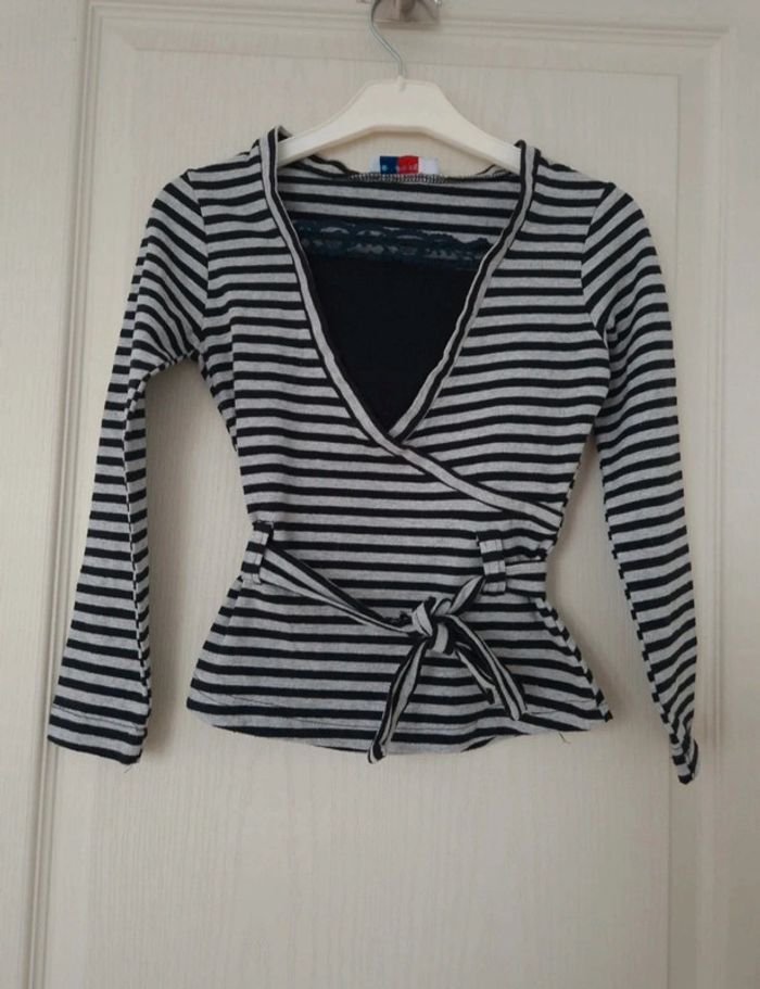 Haut a manche longue noir et gris fille 8 ans Teen's moving