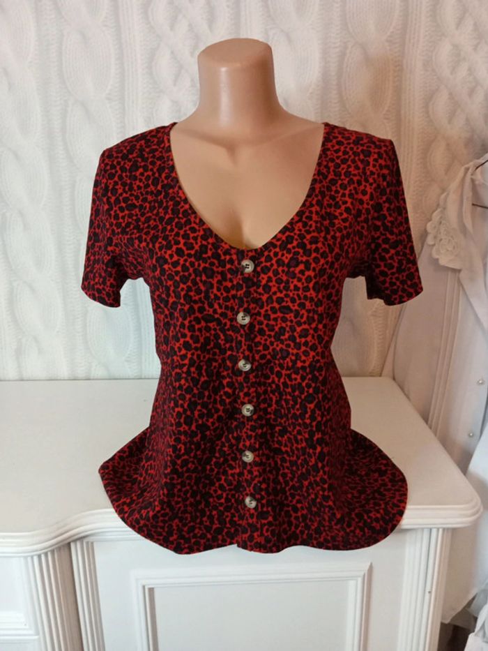 Blouse imprimé léopard rouge Grain de malice taille M