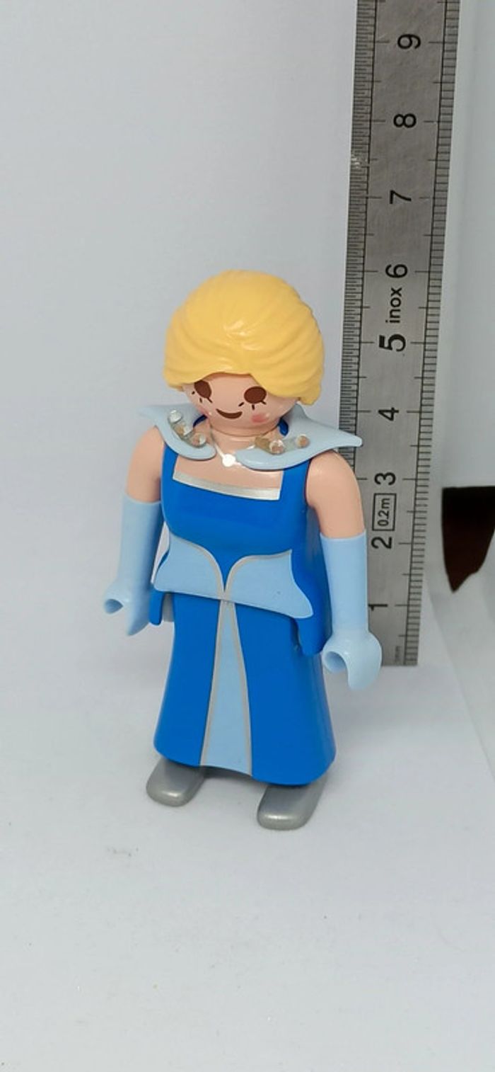 Femme princesse robe bleu et cheveux blonds avec strass playmobil