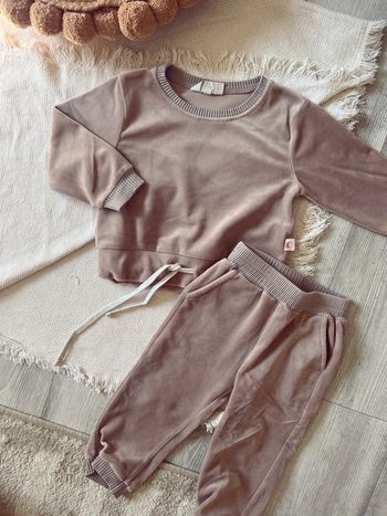 Ensemble gamin gamine mixte unisexe velours pêche beige