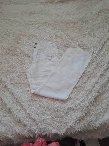 Pantalon blanc en lin et coton - T40- cache cache