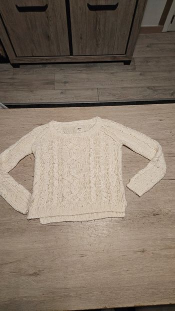Pull beige à manches longues, torsadé, Clockhouse, taille XS ou 14/6