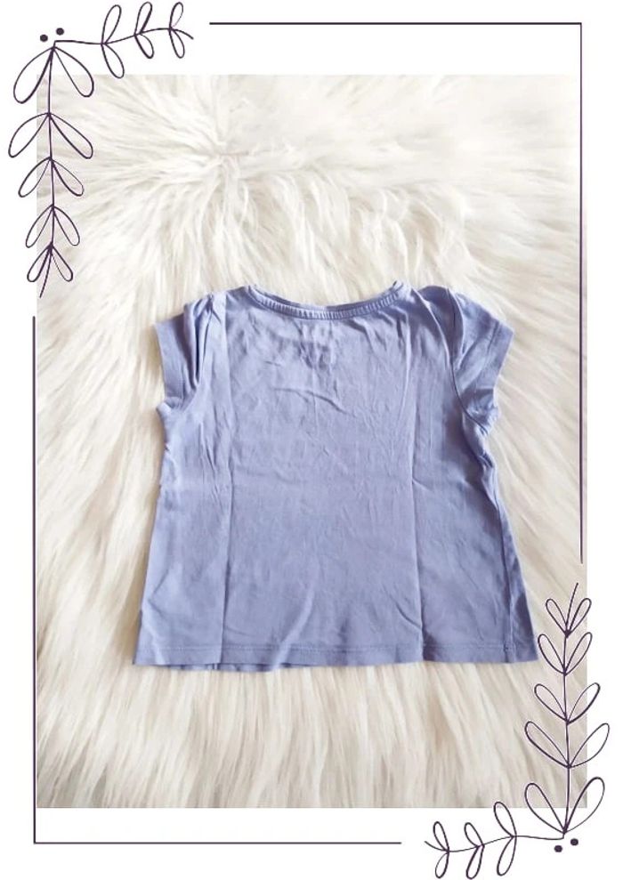 Tee-shirt coton bleu lavande bébé fille 2-3 ans - photo numéro 3