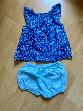 robe avec bloomer bleu imprimé palmier bébé 6 mois