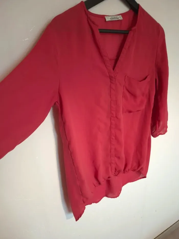 Blouse rouge Pull &Bear taille S - photo numéro 4