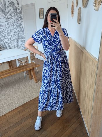 Robe longue Santorin bleu/blanc Taille M/L