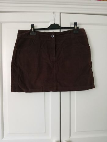 Jupe droite mini velours marron chocolat noir 40/L - K Woman