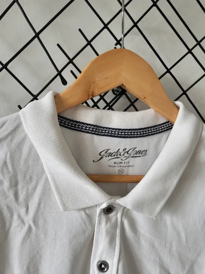 Polo blanc uni Jack&Jones XL slim fit - photo numéro 6