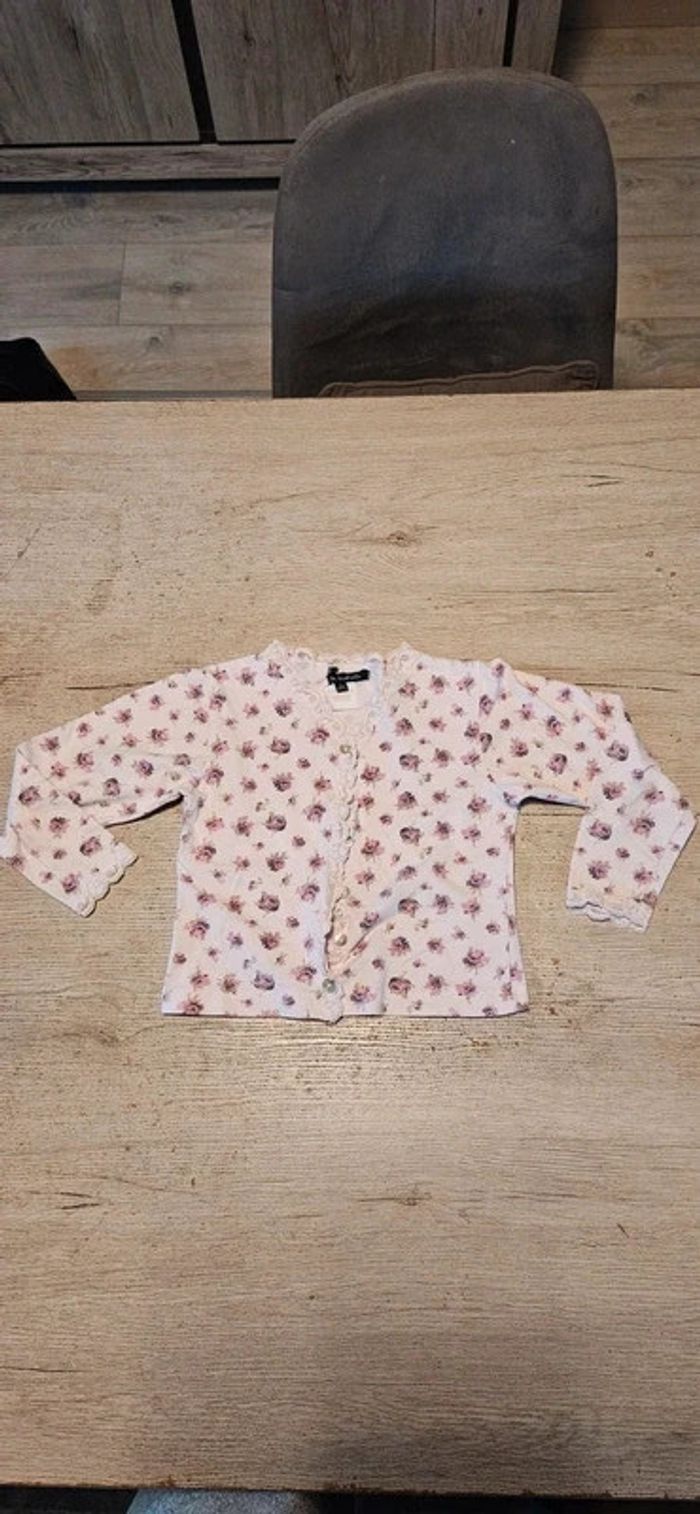 Gilet léger à manches longues, rose clair avec fleurs, Lili Gaufrette, 8 ans, nickel - photo numéro 2