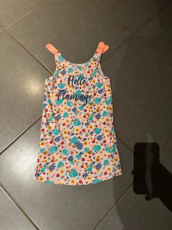 Robe avec noeuds aux bretelles - In extenso - Hello flamingo / Feuilles / Fleurs - 6 ans