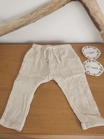 Pantalon bébé garçon leger 100%coton 9/12mois H&M