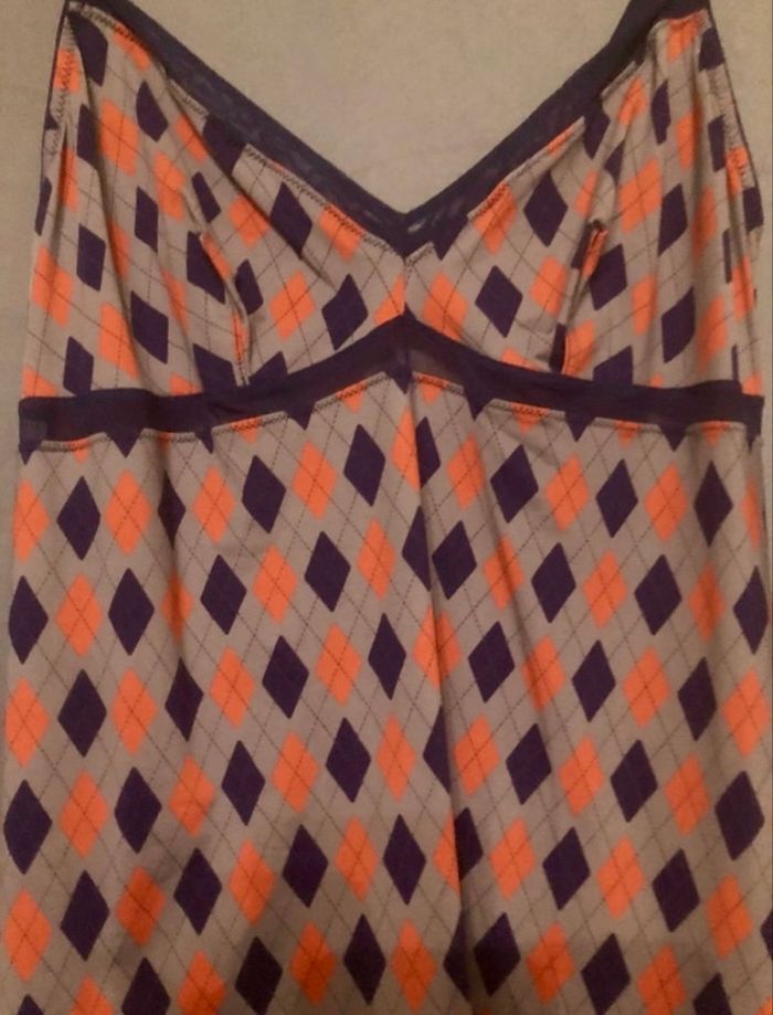 Nuisette à carreaux »Etam »corail et bleu marine - photo numéro 2