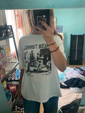 t-shirt blanc, oversize large taille S
