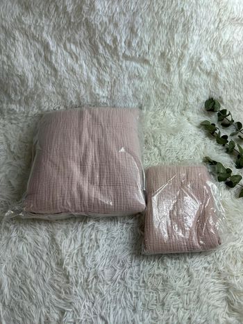 Draps housse et taie d’oreiller en gaze de coton rose la redoute
