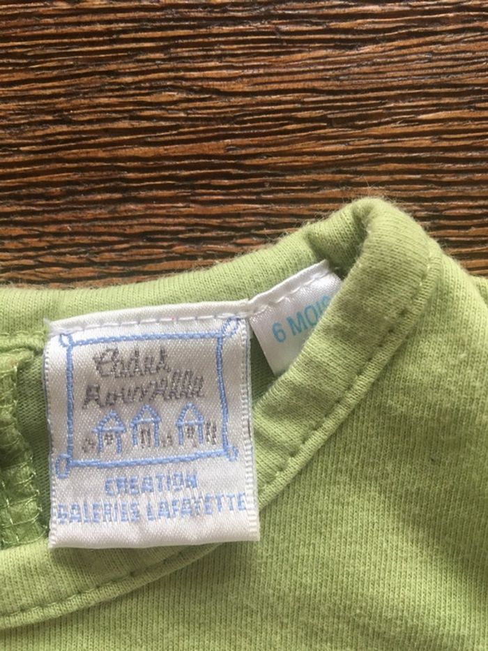 T-shirt manches courtes/vert imprimé +strass/6mois - photo numéro 3