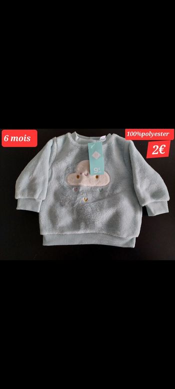 Pull bleu ciel motif nuage fille 6mois 
