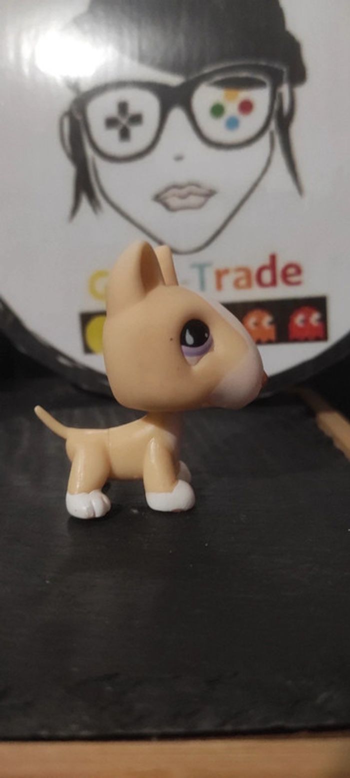 My Littlest Petshop Pet Shop LPS Bull Terrier 860 hasbro dog Yellow Purple Chien - photo numéro 3