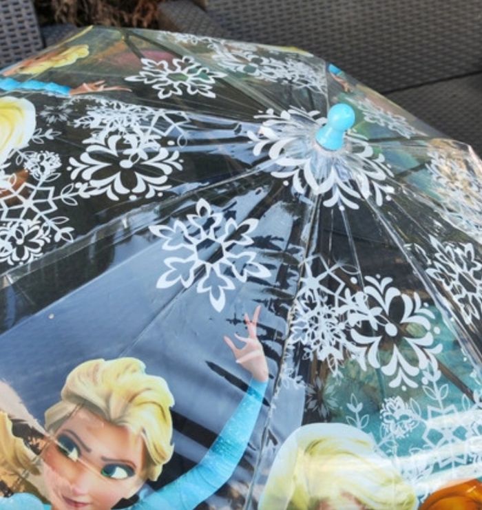 Parapluie reine des neiges  bleu  transparent pour enfant - photo numéro 3