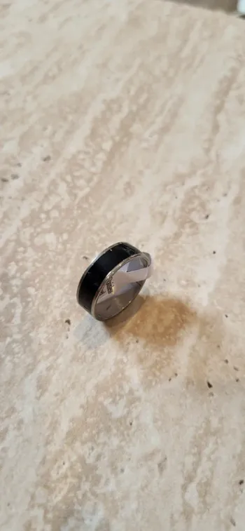 Bague acier inoxydable argentée et noire – Taille 20