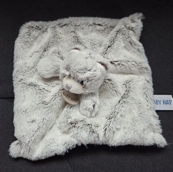 Doudou carré plat ours fourrure chiné- Les flocons - Baby Nat