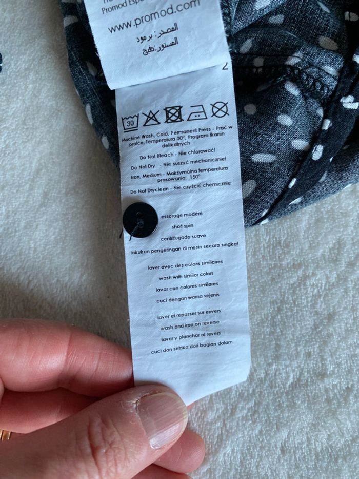Robe chemise Promod noire à pois blanc avec ceinture taille 34 - photo numéro 16