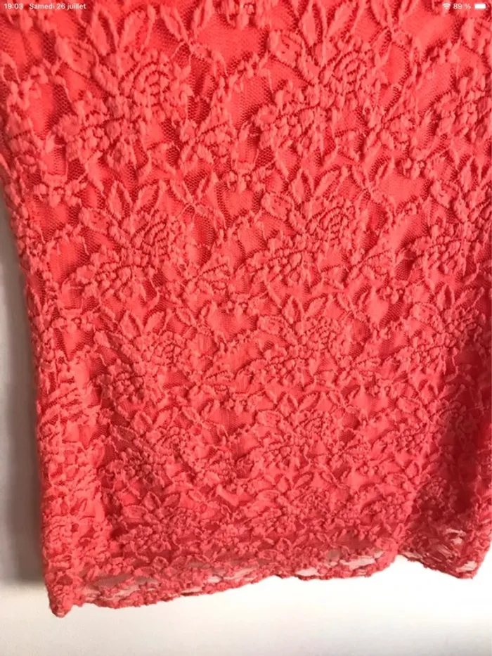 Robe en viscose corail et en dentelle taille 34/36 neuve jamais portée - photo numéro 7
