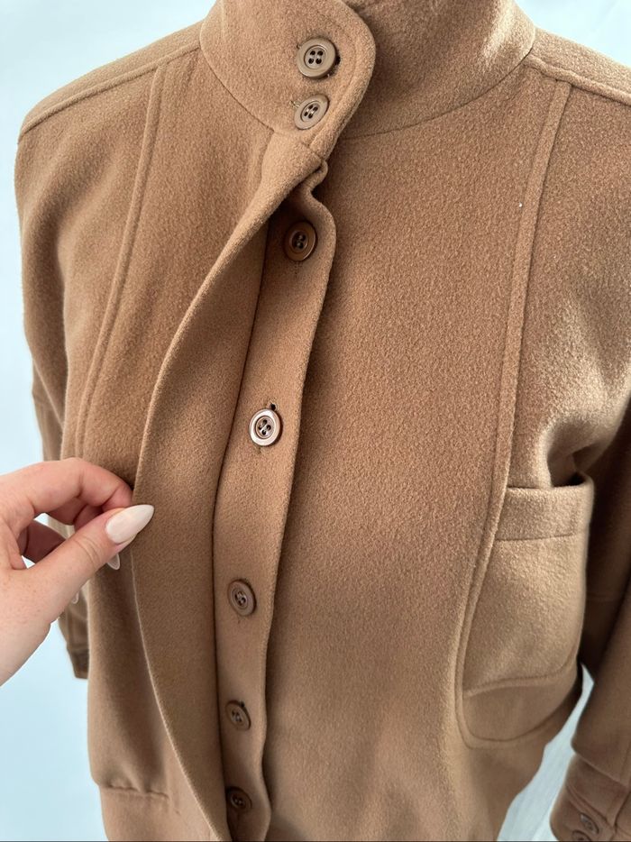 Manteau court oversize beige camel en cachemire et laine Vintage T40 L - photo numéro 8