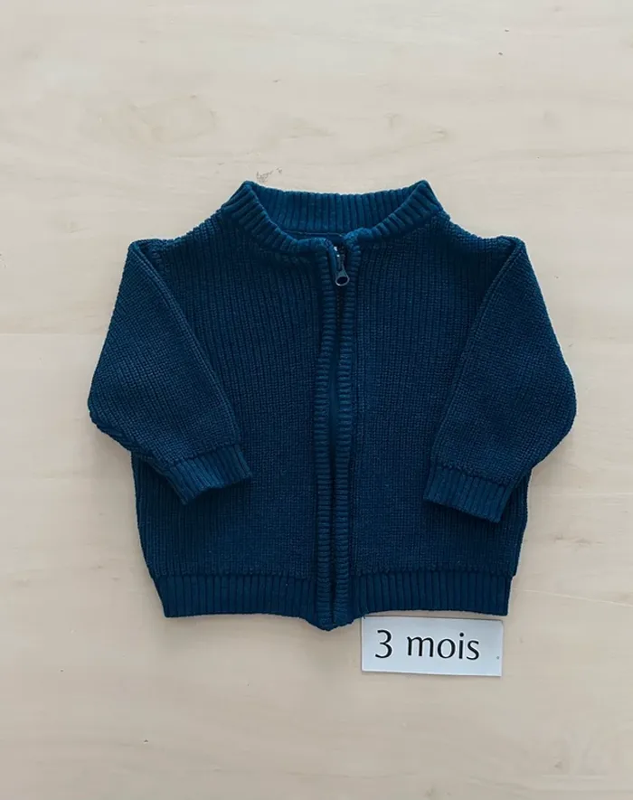 Haut + gilet bleu garçon tex 3 mois - photo numéro 5