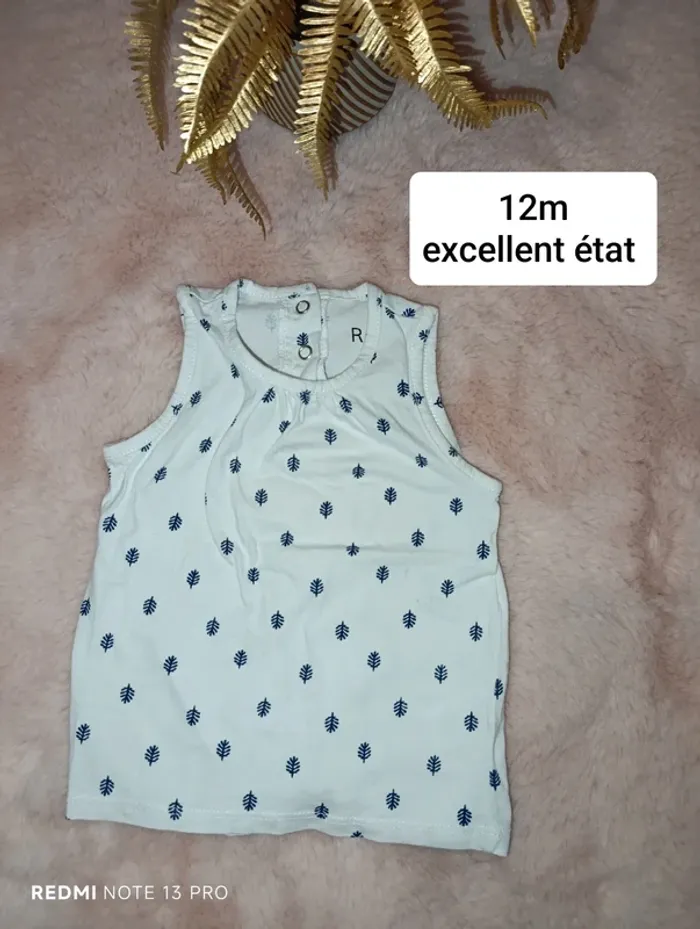 Débardeur la redoute 12m blanc à feuilles