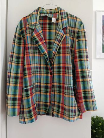 Veste vintage à carreaux multicolore