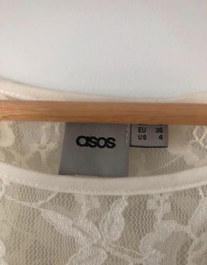 Robe asos dentelle habillé 36 S neuve rose blanc - photo numéro 4