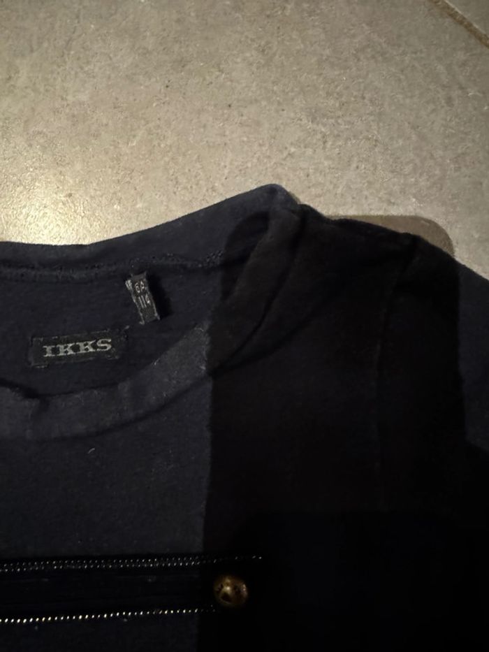 Pull / Sweat court avec 3 bandes & 6 boutons - Ikks - Cœurs / Mermaids - Bleu marine - 6 ans - photo numéro 2