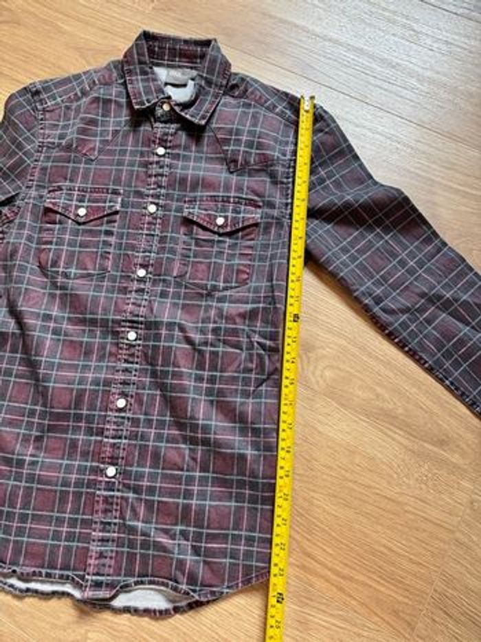 Chemise manches longues Asos à carreaux bordeaux et marine - photo numéro 6