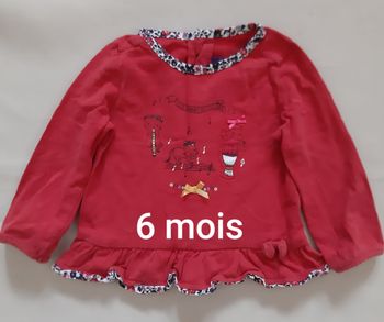 tunique manches longues rouge (chats) - Sergent Major - 6 mois