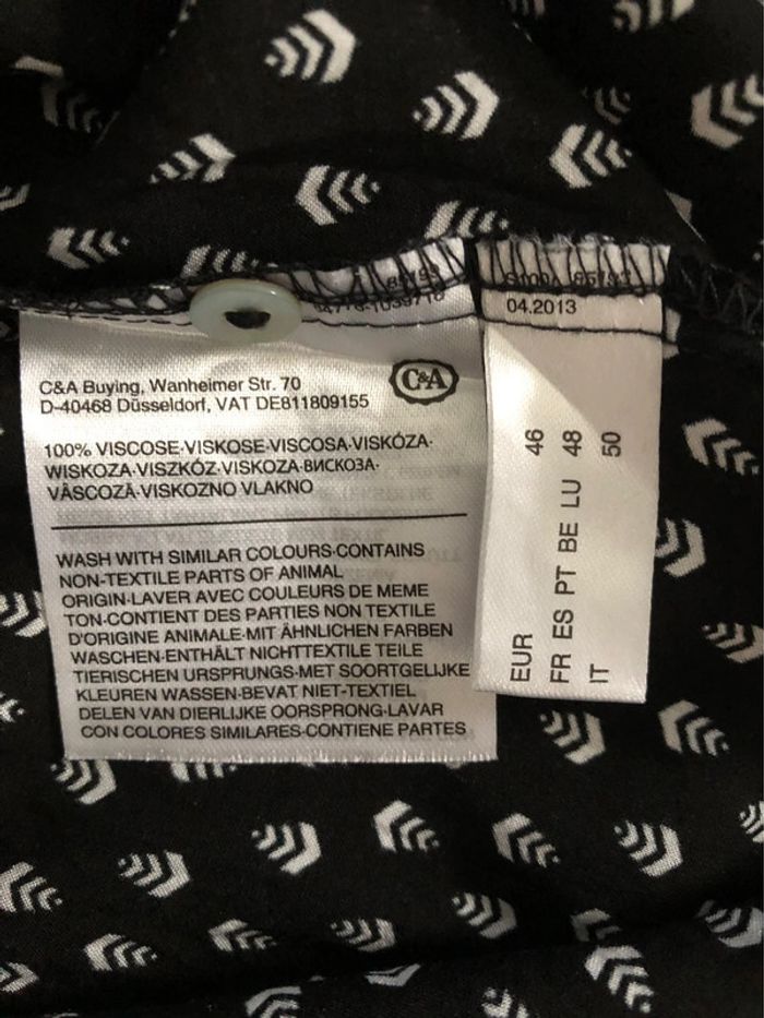 AN129- Blouse noire motifs blancs T 48 (46) NEUVE - photo numéro 9