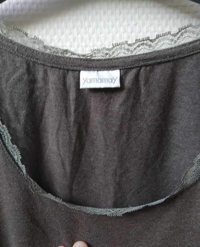 Yamamay haut débardeur marron dentelle L - photo numéro 2