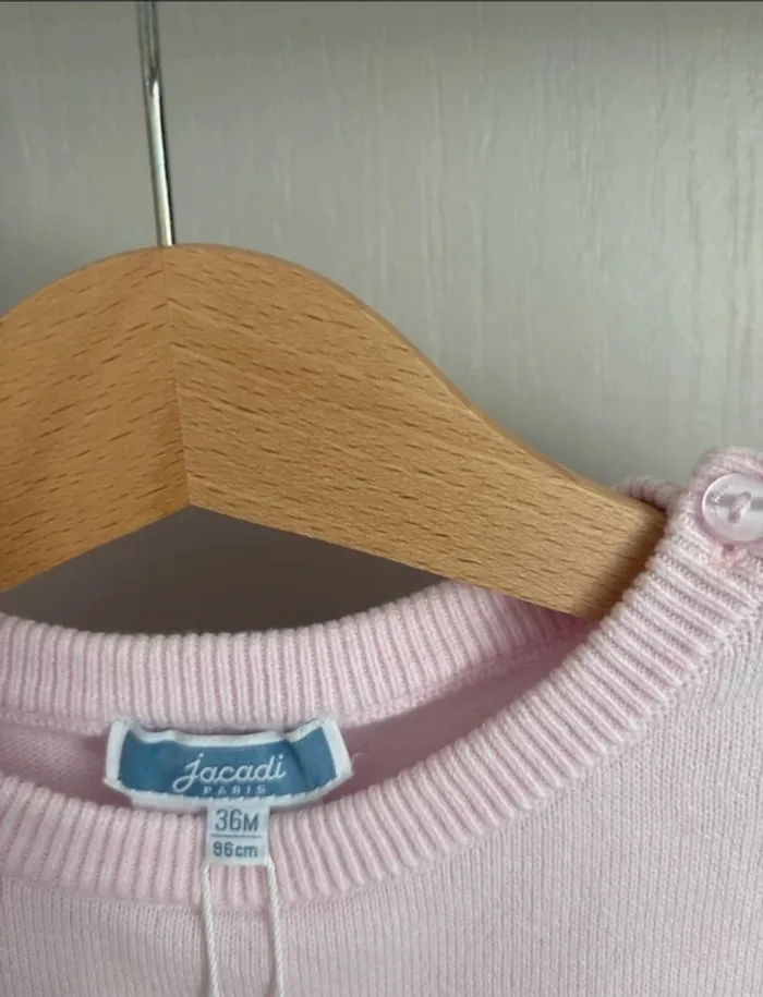 Jacadi Pull coton rose 36 mois - Neuf avec étiquette - photo numéro 2
