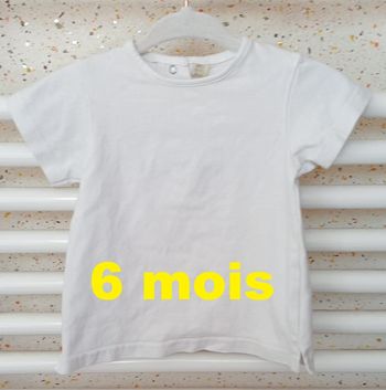 Tee shirt manche courte blanc Taille 6 mois