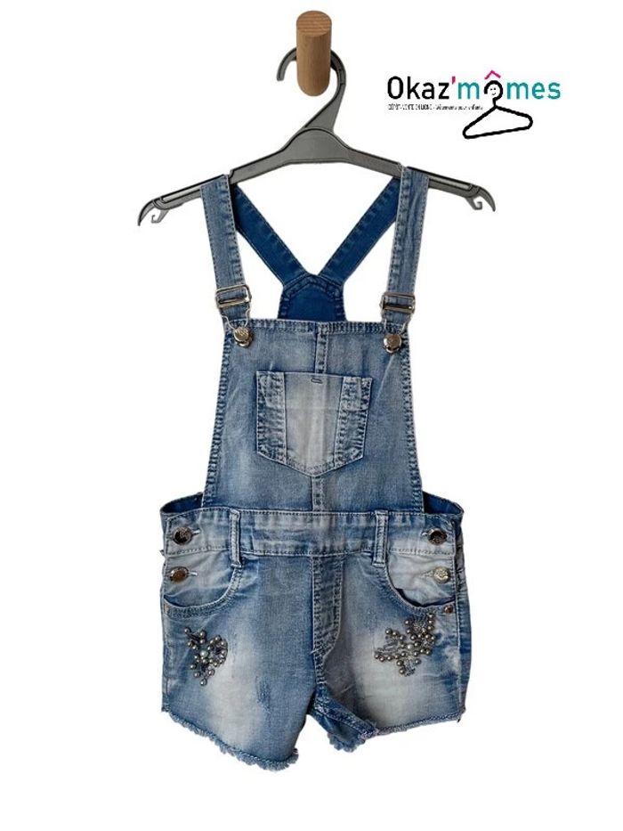Salopette jean bleu denim (perles et sequins) - Magic girl 4 ans