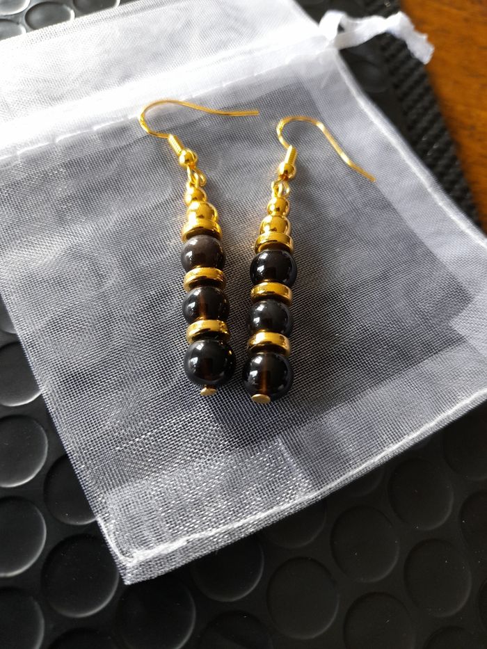 Boucles d'oreilles Obsidienne - photo numéro 3