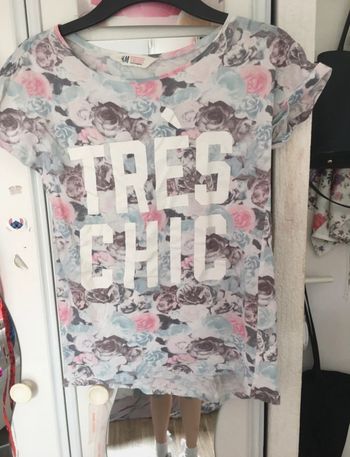 t-shirt à motifs floral pastel avec inscription en blanc, 10/12 ans, H&M