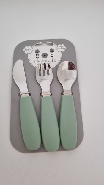 Lot de 3 couverts enfants acier inoxydable Summerville organic dès 12 mois neuf 