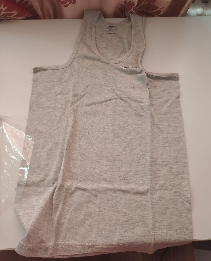 Lot de 3 débardeurs (sous-pull) gris neuf pour hommes en coton - photo numéro 5