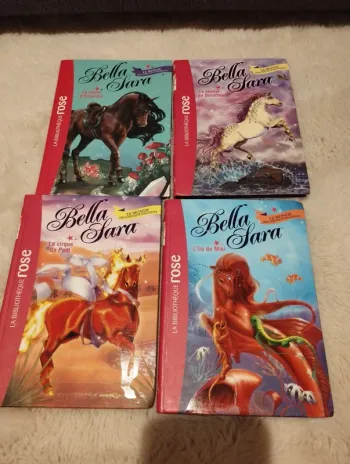 Lot de 4 livres Bella Sarah le monde des chevaux magiques bibliothèque Rose