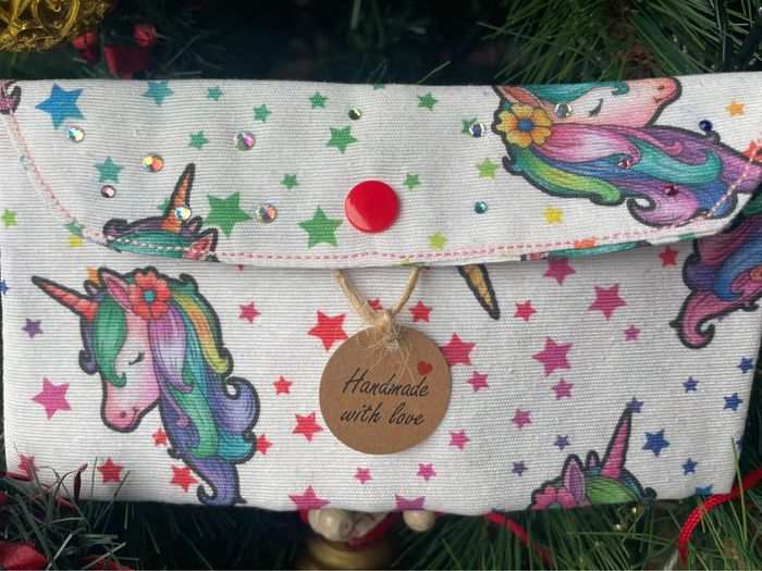Bel étui à lunette solide ou pochette pour petits articles tissu licorne neuve - photo numéro 10