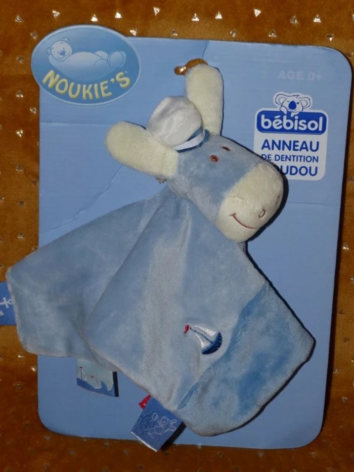 Doudou plat ane noukie's bleu blanc bateau 🐴 Neuf