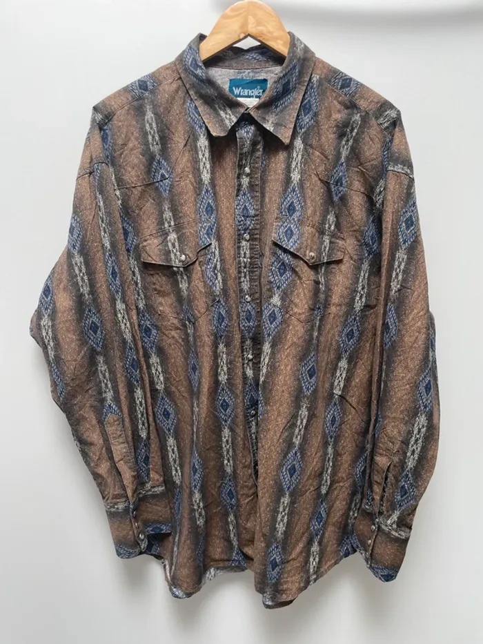 Wrangler vintage shirt brown Mens Size XXL