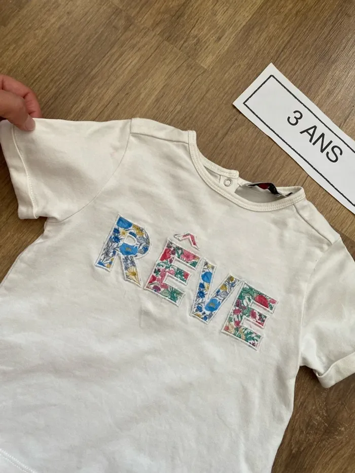 T-shirt manches courtes trois ans, liberty, rêve - photo numéro 3