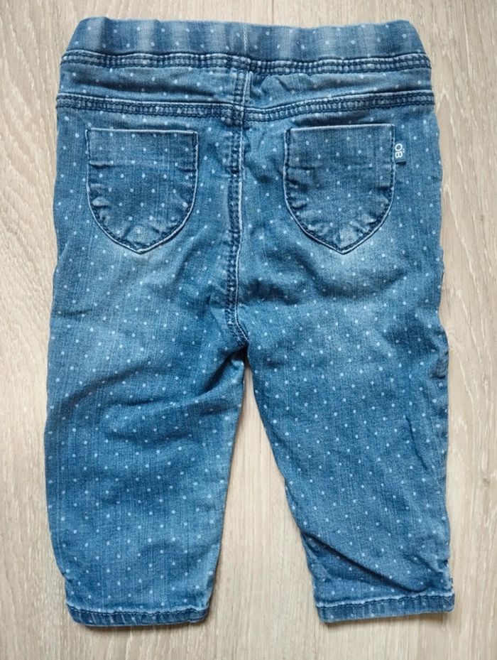 Lot jeans Obaïbi slim stretch bleu et beige fille 6 mois - photo numéro 6